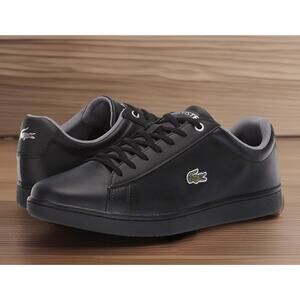 Lacoste Alligator Hydez Black Leather Designer Shoes Mens Size 8 New Fast Ship